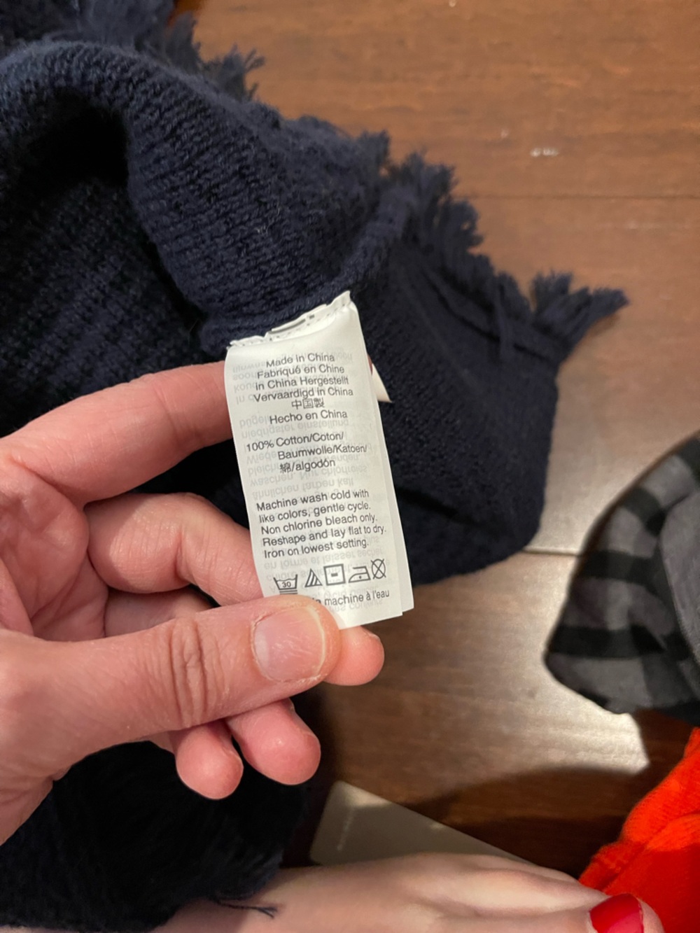 j crew factory mercantile navy blue fringe sweater medium - Picture 5 of 7
